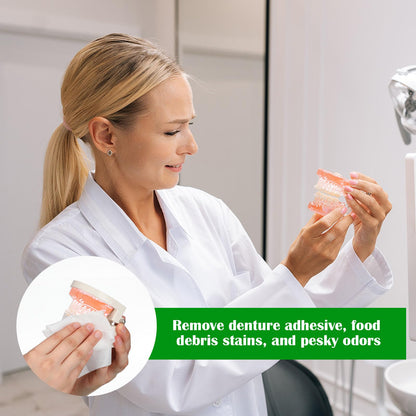 Timgle 100 Pcs Denture Cleaning Wipes - Deep Cleaning for Dentures, Aligners & Mouthguards