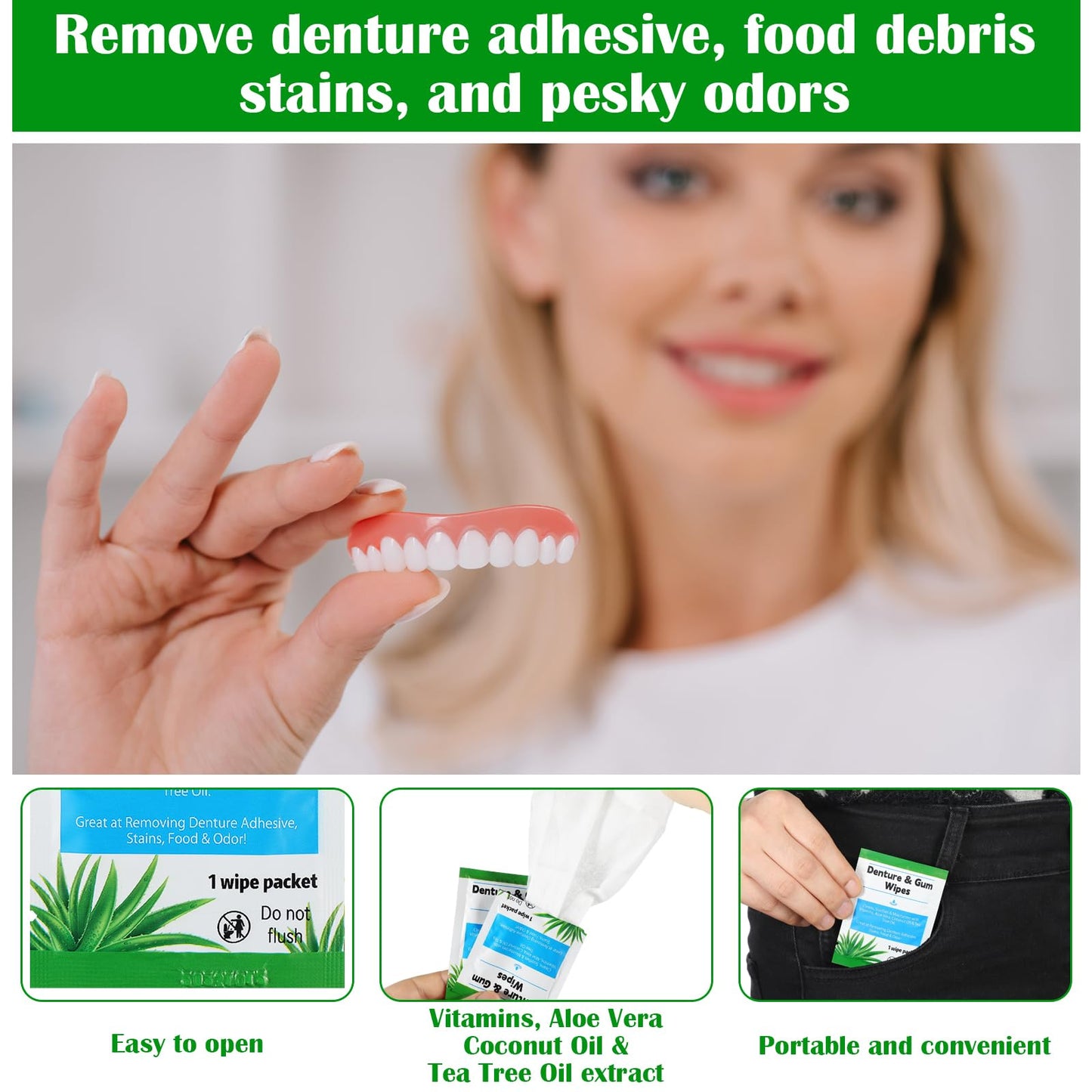 Timgle 200 Denture Cleaning Wipes – Deep Clean, Odor & Adhesive Removal