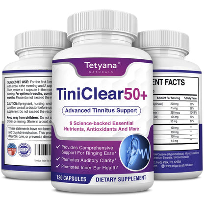 Tinnitus Relief for Ringing Ears – Natural Hearing Health Formula (120 Capsules) – Made in USA