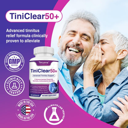 Tinnitus Relief for Ringing Ears – Natural Hearing Health Formula (120 Capsules) – Made in USA