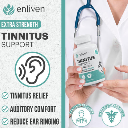 Tinnitus Relief Pills – Extra Strength with Flavonoids, B12 & Inositol | 60 Caplets