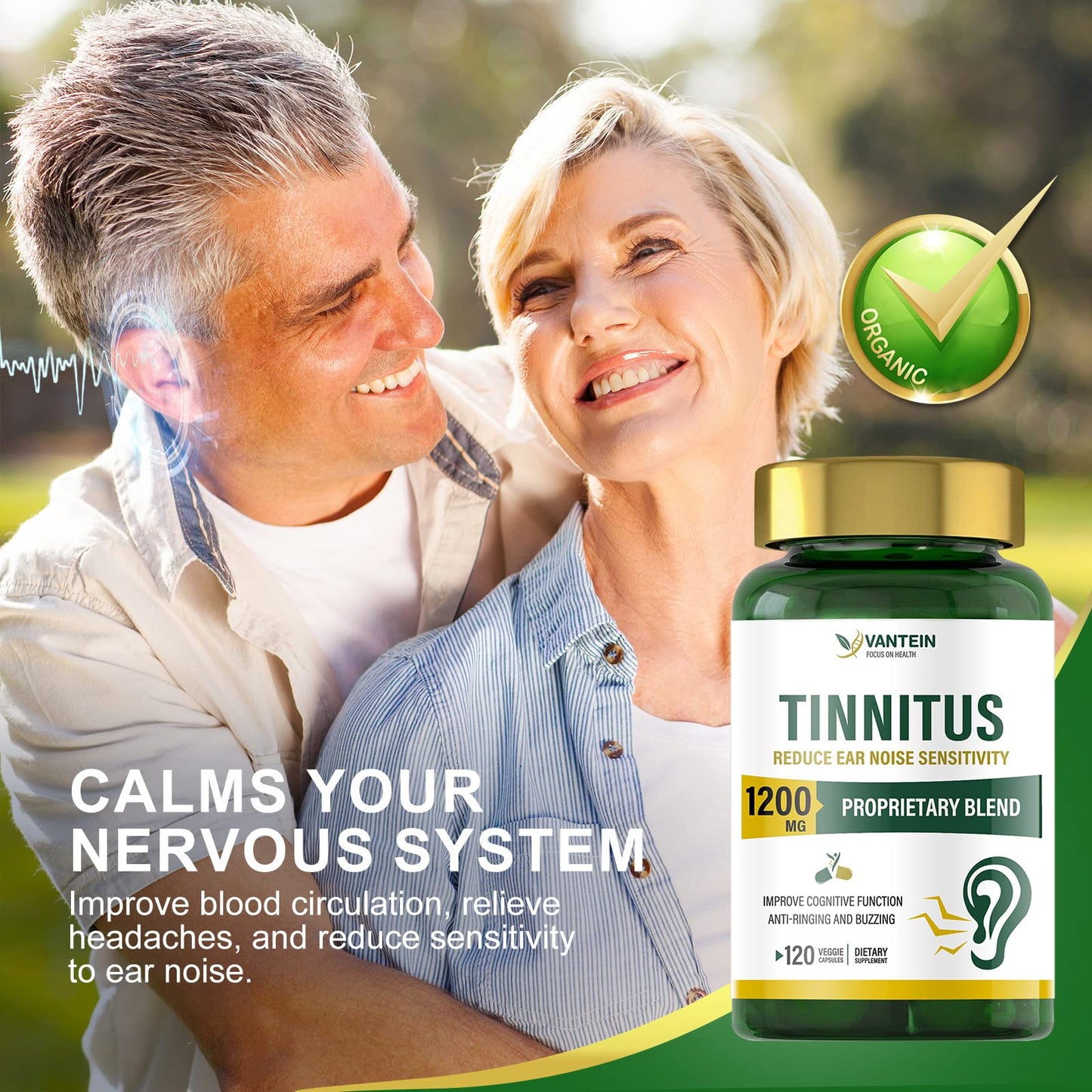 Tinnitus Relief Ringing Ears Supplement - 120 Capsules | Supports Ear Health & Hearing Comfort
