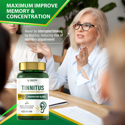 Tinnitus Relief Ringing Ears Supplement - 120 Capsules | Supports Ear Health & Hearing Comfort