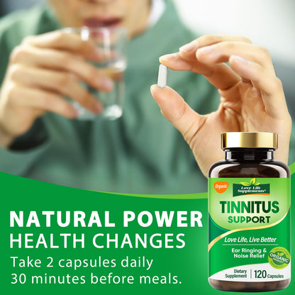 Tinnitus Relief Supplement - Natural Ringing Ears Support | 120 Capsules (2-Month)