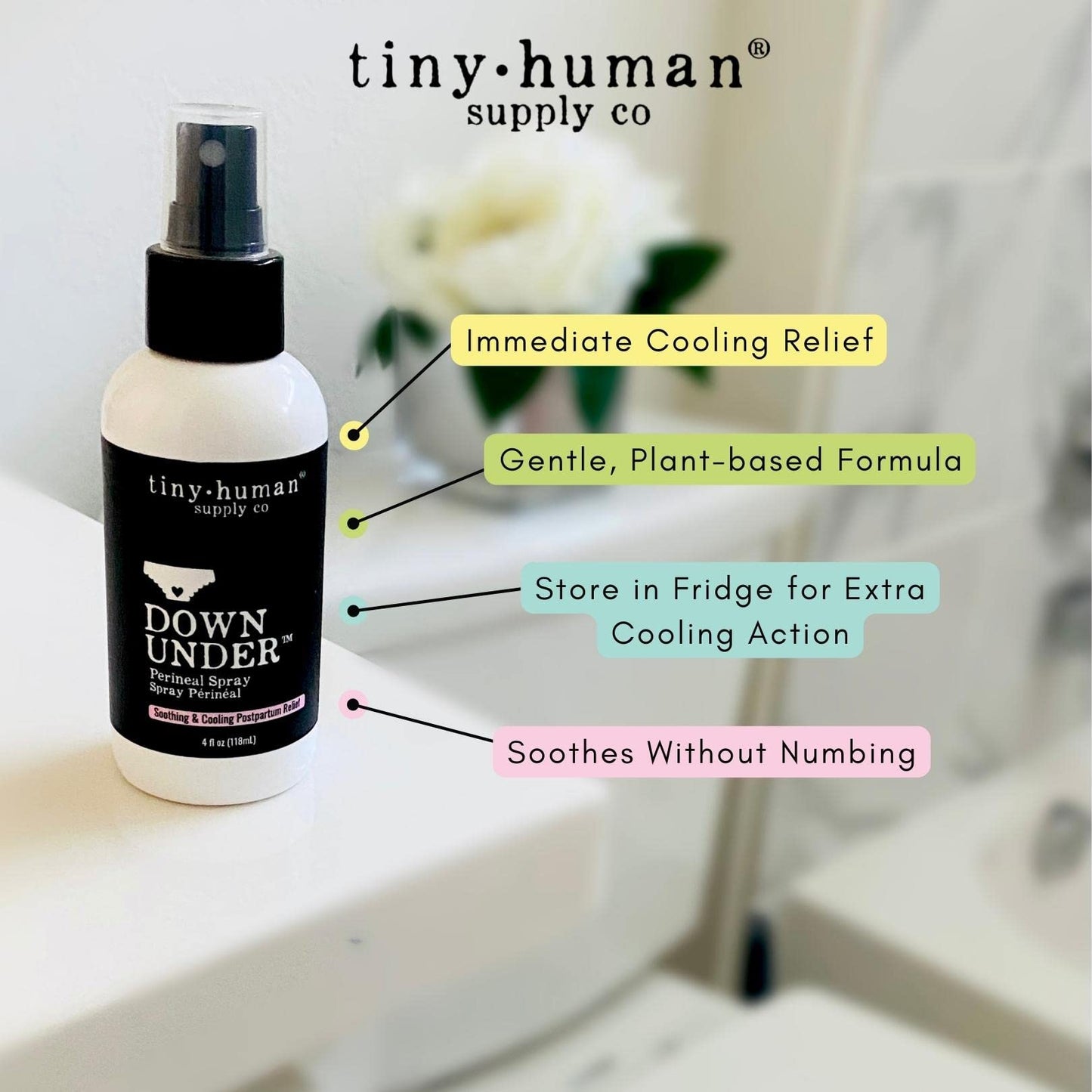 Tiny Human Supply Co Down Under Herbal Perineal Spray 4oz — 97% Organic Postpartum Relief