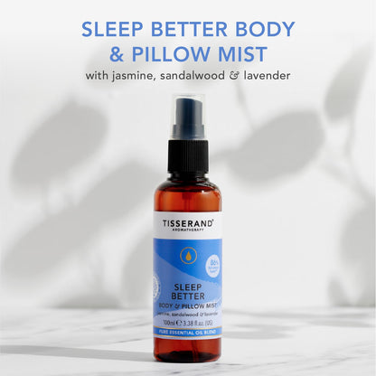 Tisserand Sleep Pillow Mist – 100% Pure Essential Oils (Lavender, Jasmine, Sandalwood) 3.38 fl oz