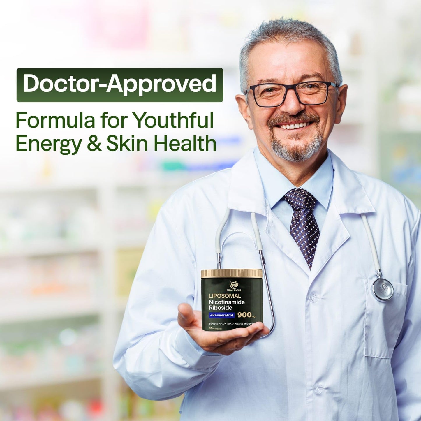 Titan Blaze NAD+ Supplement – Energy, Focus & Cellular Health (80 Capsules)