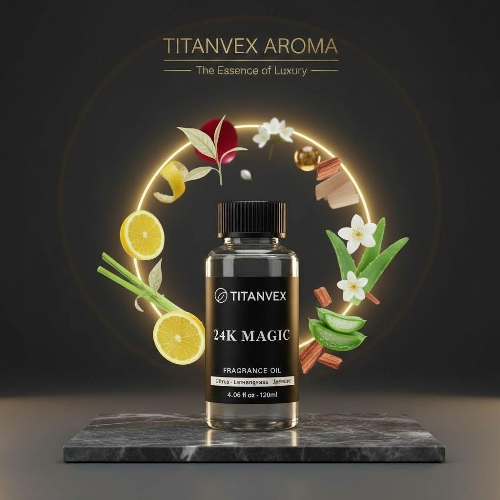 TitanVex 24K Magic Diffuser Oil – Luxury Hotel Collection Waterless Aromatherapy | Citrus, Jasmine & Lily | 4.06 fl oz