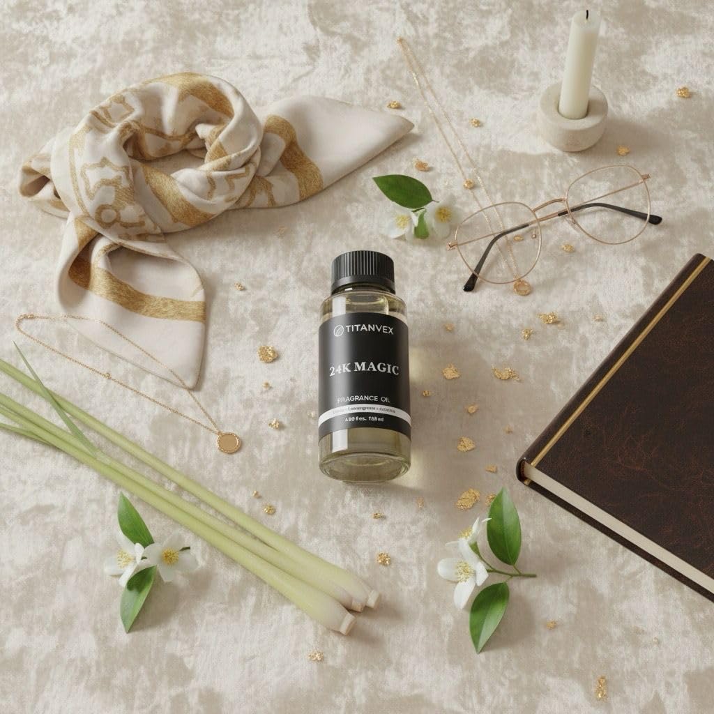 TitanVex 24K Magic Diffuser Oil – Luxury Hotel Collection Waterless Aromatherapy | Citrus, Jasmine & Lily | 4.06 fl oz