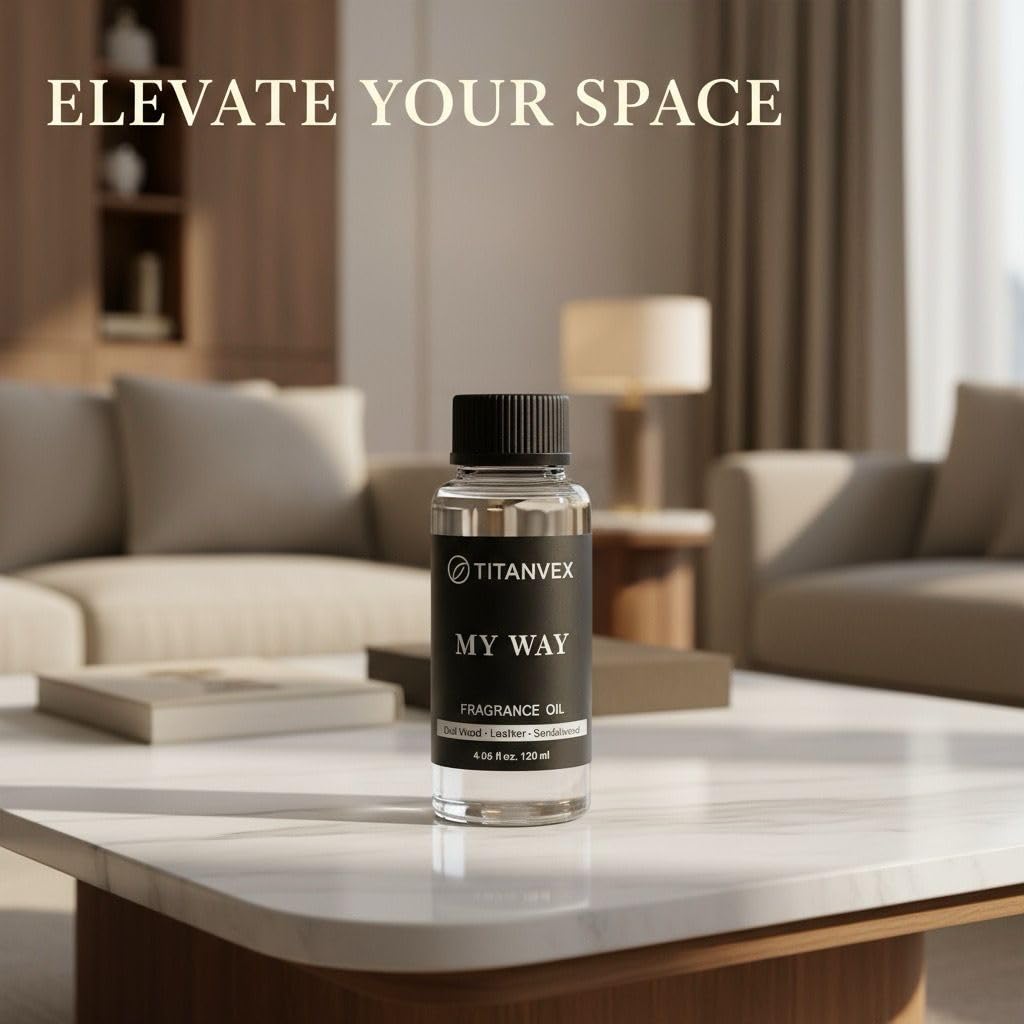TitanVex Luxury Waterless Diffuser Oil – Sandalwood, Virginia Cedar & Iris | Hotel Collection Inspired | 4.06 Fl Oz