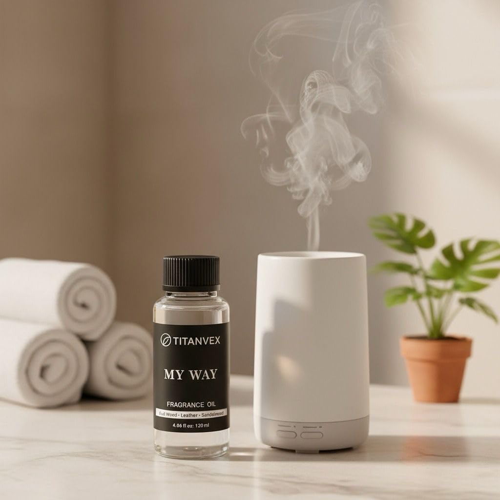 TitanVex Luxury Waterless Diffuser Oil – Sandalwood, Virginia Cedar & Iris | Hotel Collection Inspired | 4.06 Fl Oz