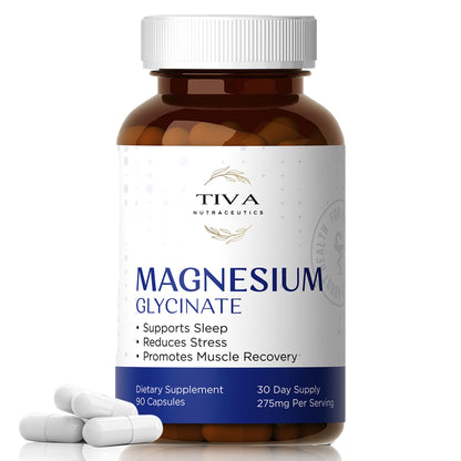 TIVA Nutraceutics Magnesium Glycinate – Gentle, High-Absorption for Sleep & Heart Health | 90 Capsules