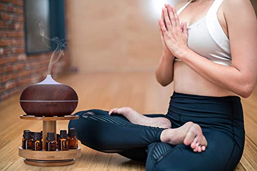 TJ.MOREE Bamboo Diffuser Holder Carousel - 2-Tier Rack for Essential Oils (5ml–20ml)