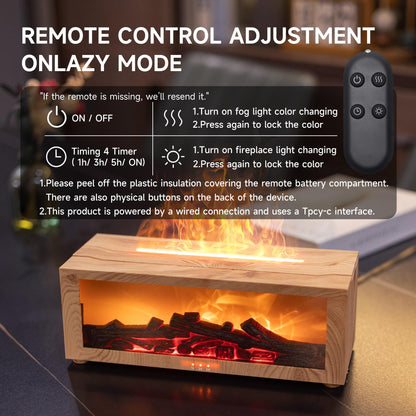 TMEHM Fireplace Flame Diffuser – 7-Color Ultrasonic with Timer