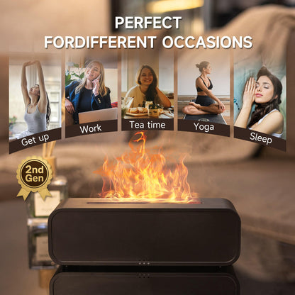 TMEHM Sound Reactive Flame Air Diffuser Humidifier - Jet Black, 7-Color Aromatherapy Diffuser with Timer