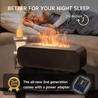 TMEHM Sound Reactive Flame Air Diffuser Humidifier - Jet Black, 7-Color Aromatherapy Diffuser with Timer