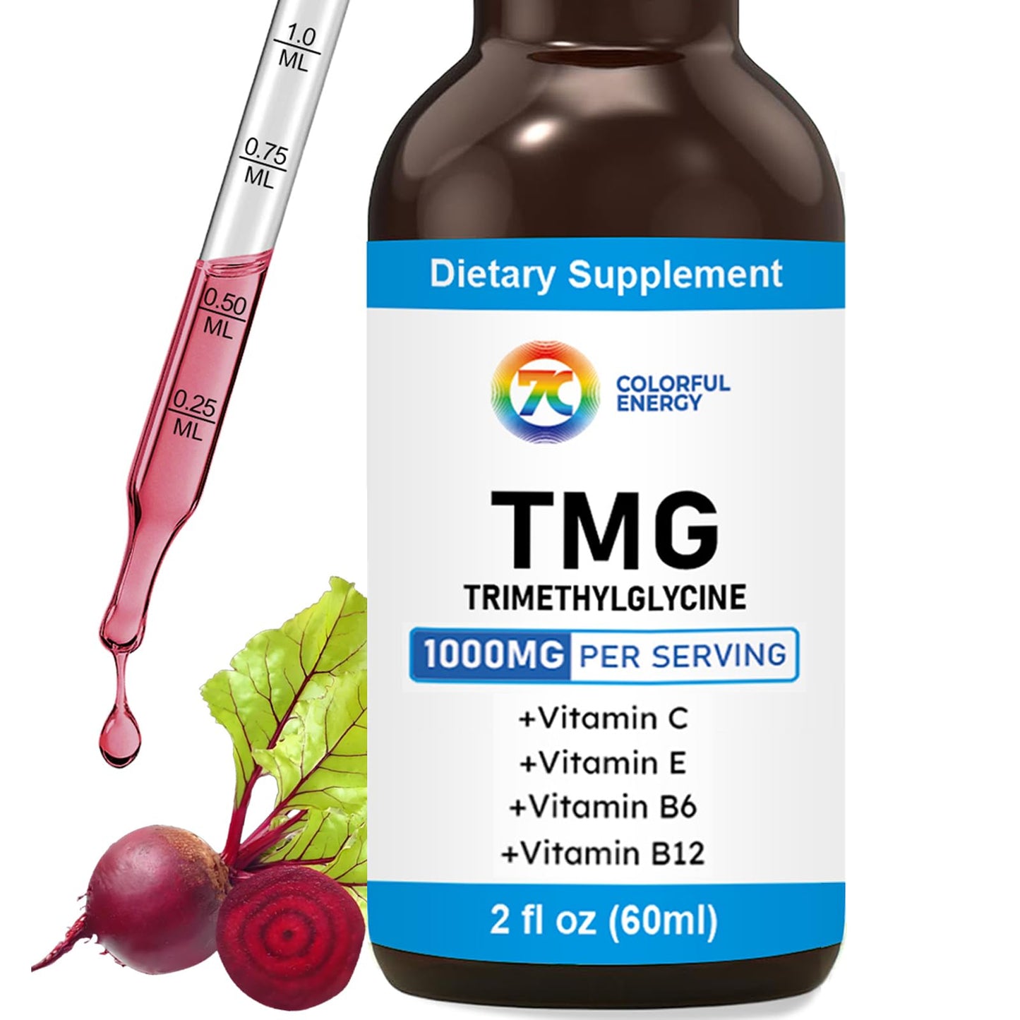 7c TMG 1000mg Liquid Drops – Methylation Support, Vegan & Non-GMO