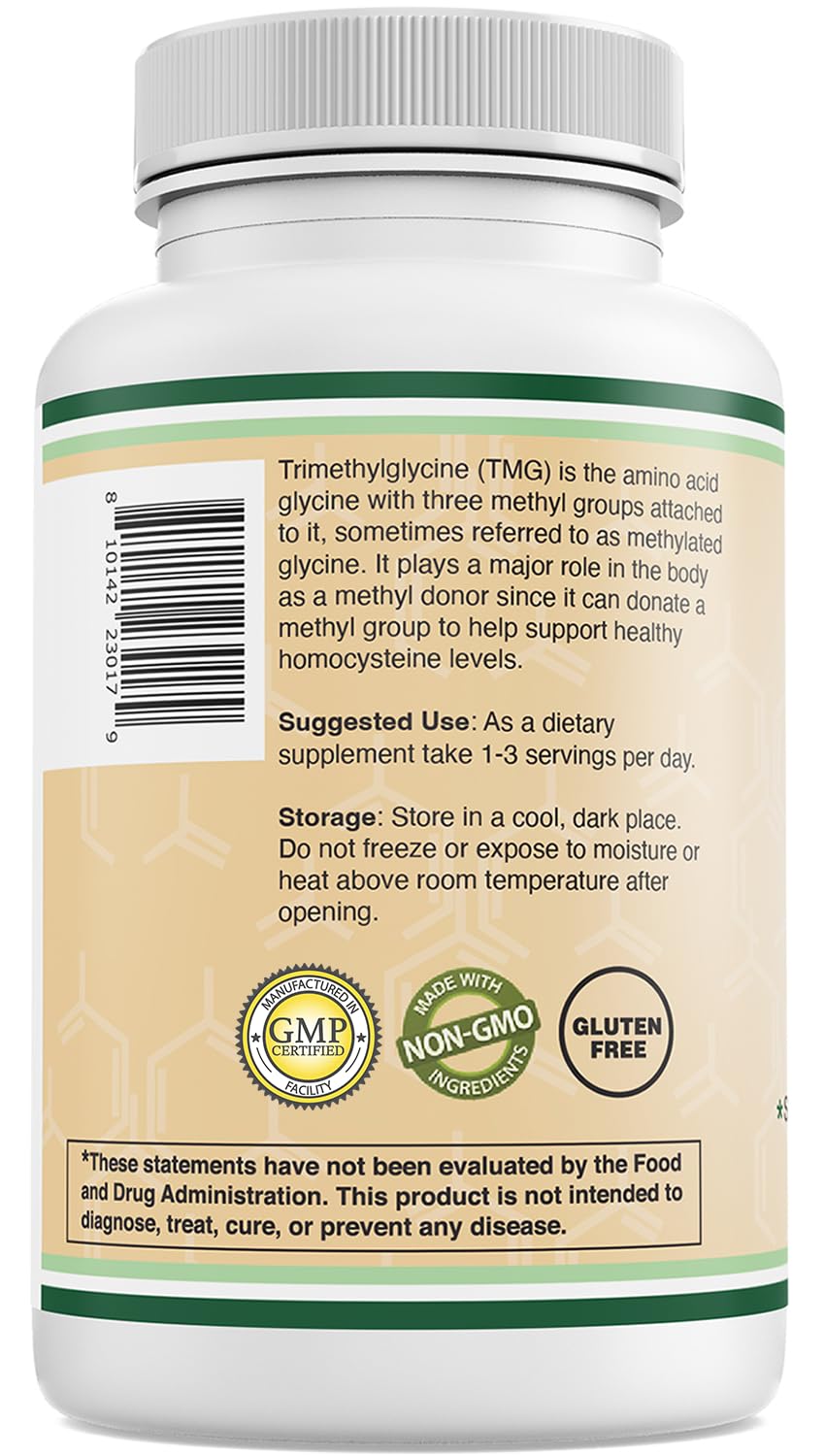 Double Wood TMG Trimethylglycine 1,000mg – 180 Capsules | Homocysteine Support