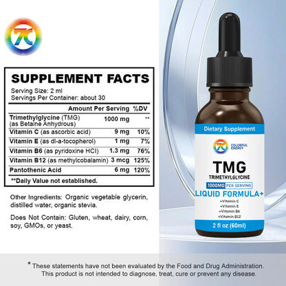 7c TMG 1000mg Liquid Drops – Methylation Support, Vegan & Non-GMO