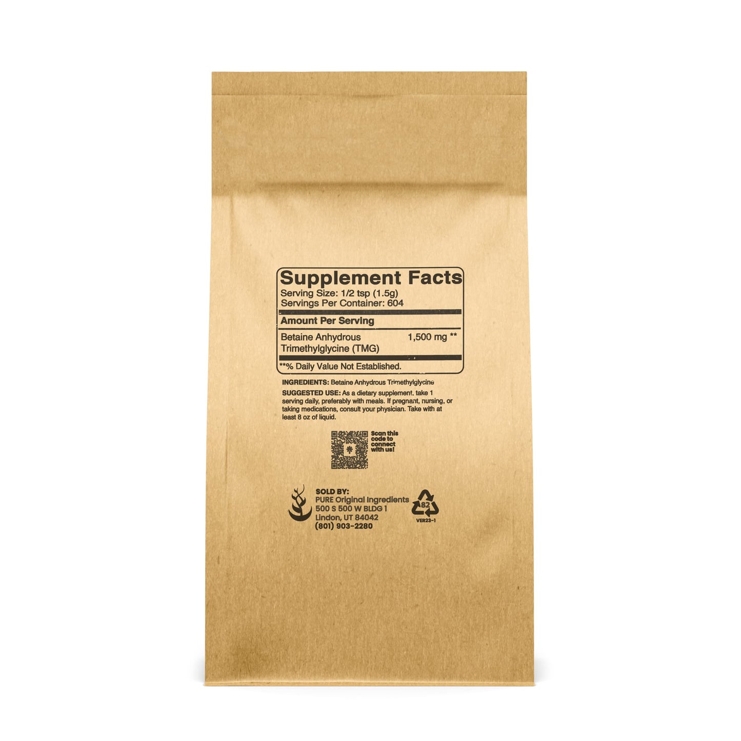 Pure Original Trimethylglycine (TMG) Powder - 2lb, Vegan & Gluten-Free