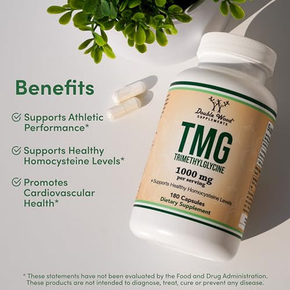 Double Wood TMG Trimethylglycine 1,000mg – 180 Capsules | Homocysteine Support