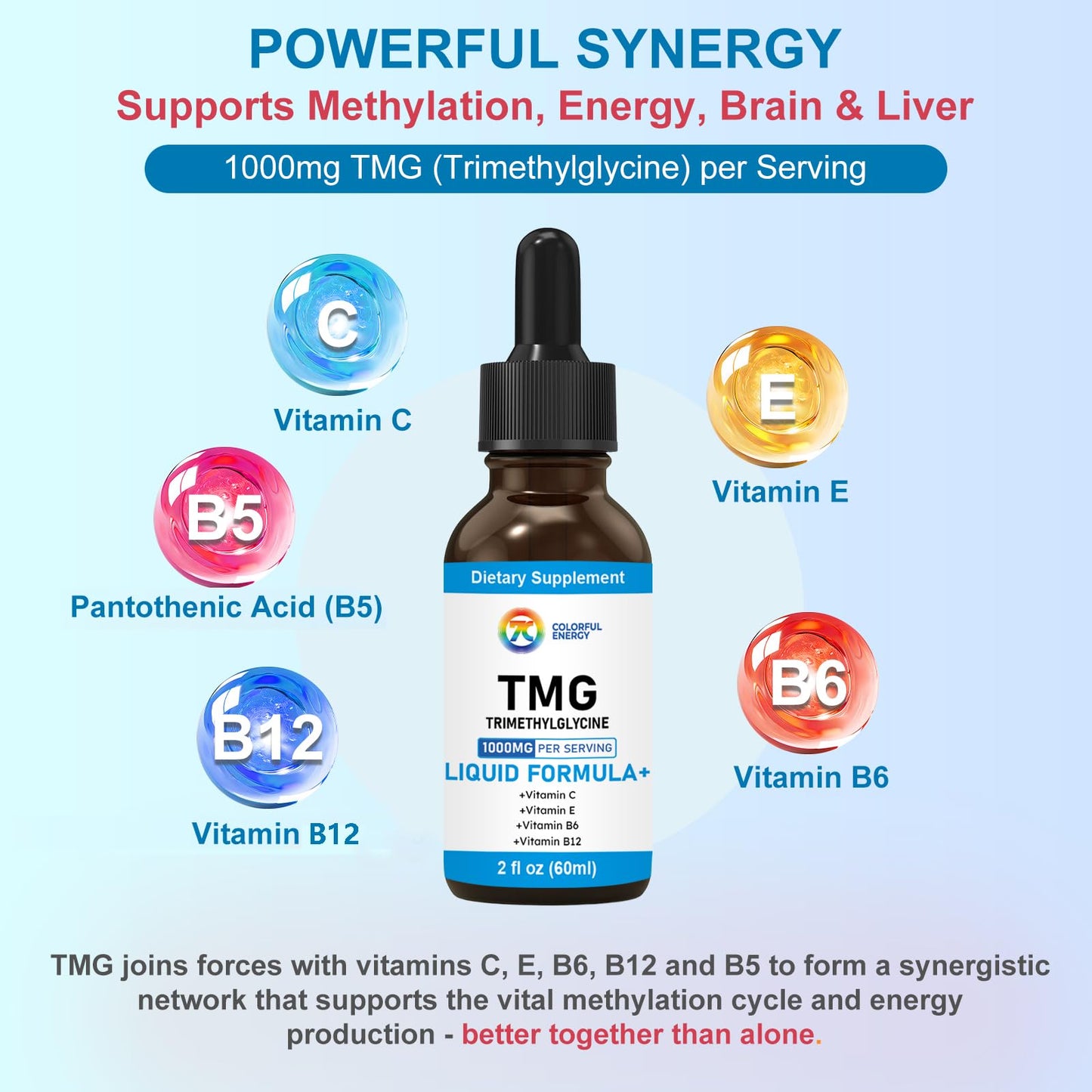 7c TMG 1000mg Liquid Drops – Methylation Support, Vegan & Non-GMO