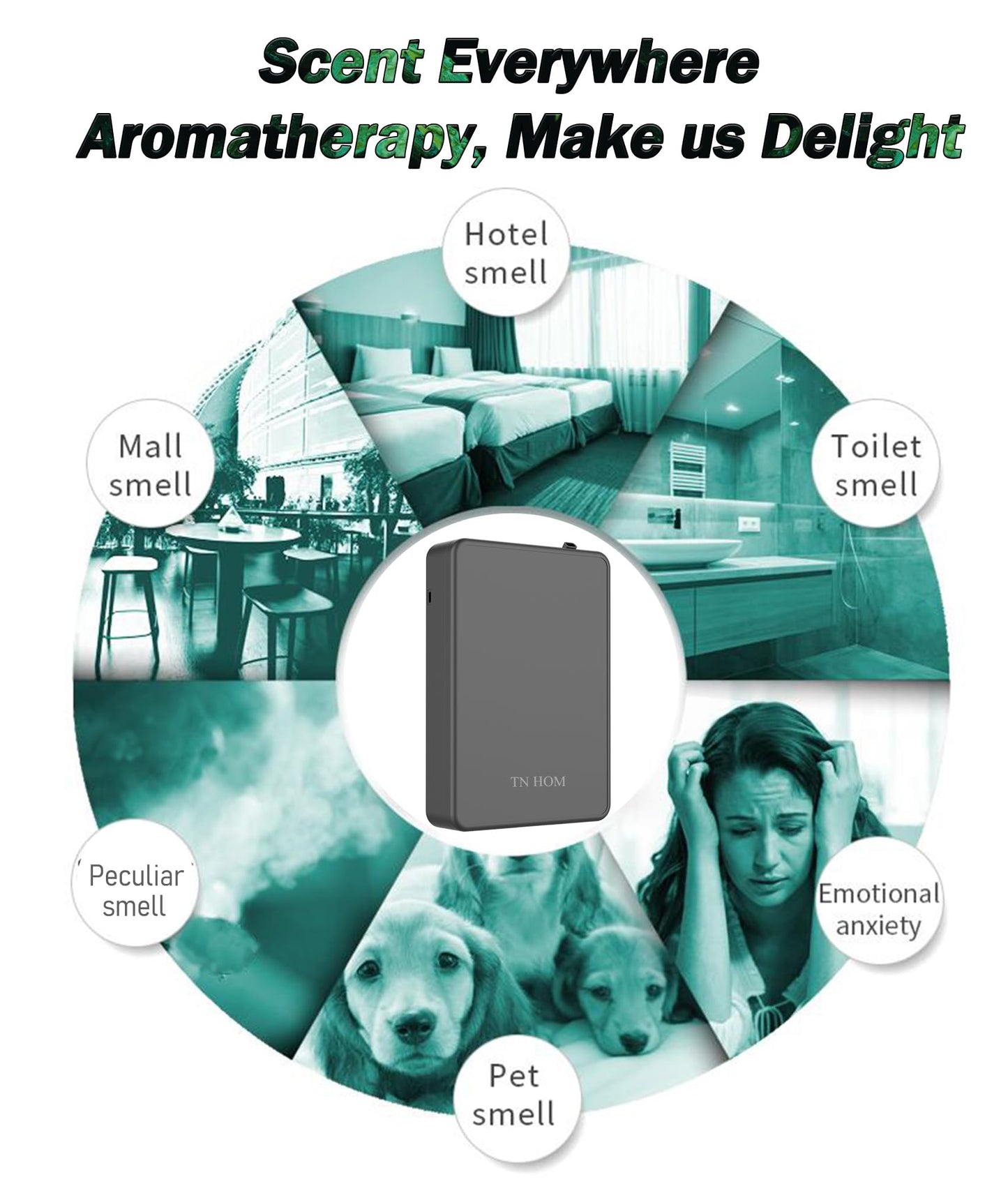 TN HOM Smart Bluetooth Scent Air Machine – Waterless Diffuser, 500ml, Large Room Coverage up to 1,450 Sq Ft