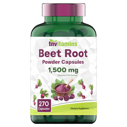 tnvitamins Beet Root Capsules 1,500 mg per Serving | 270 Capsules | Beet Root Powder Extract | Non-GMO & Gluten-Free | Made in USA
