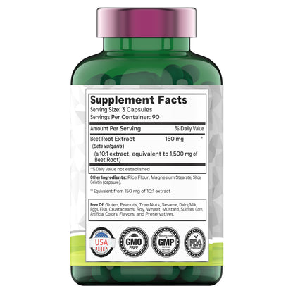 tnvitamins Beet Root Capsules 1,500 mg per Serving | 270 Capsules | Beet Root Powder Extract | Non-GMO & Gluten-Free | Made in USA