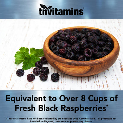TNVitamins Black Raspberry Capsules 850mg - 180 Capsules (Pack of 2) | 3 Month Supply | Powerful Antioxidant