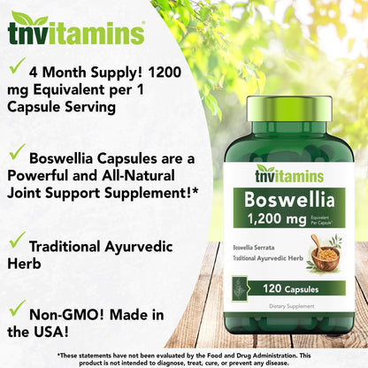 Boswellia Serrata 1200 MG Capsules | Joint Support | Frankincense (Pack of 2)