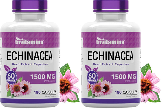TNVitamins Echinacea Capsules | 1500 mg per Serving, 180 Capsules | USA Made | Pack of 2 BritishVita | Premium UK Vitamins & Wellness Supplements