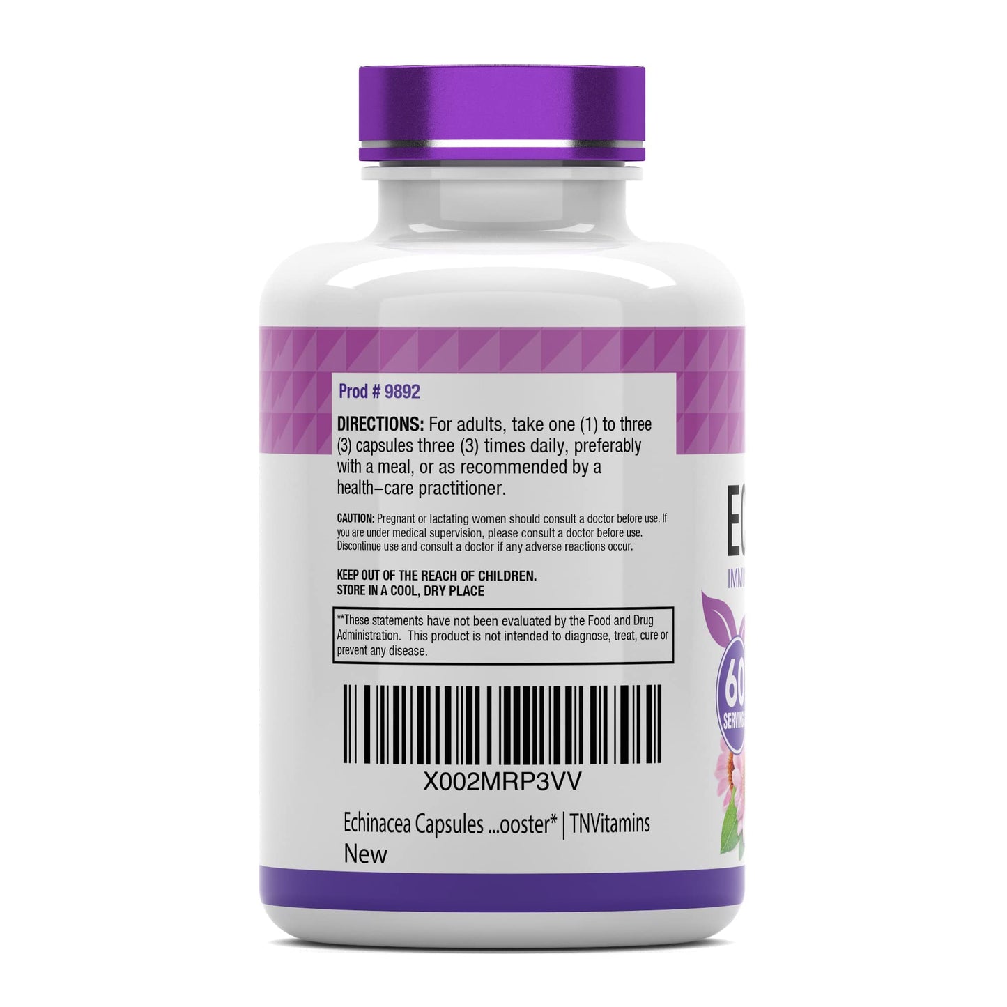 TNVitamins Echinacea Capsules | 1500 mg per Serving, 180 Capsules | USA Made | Pack of 2