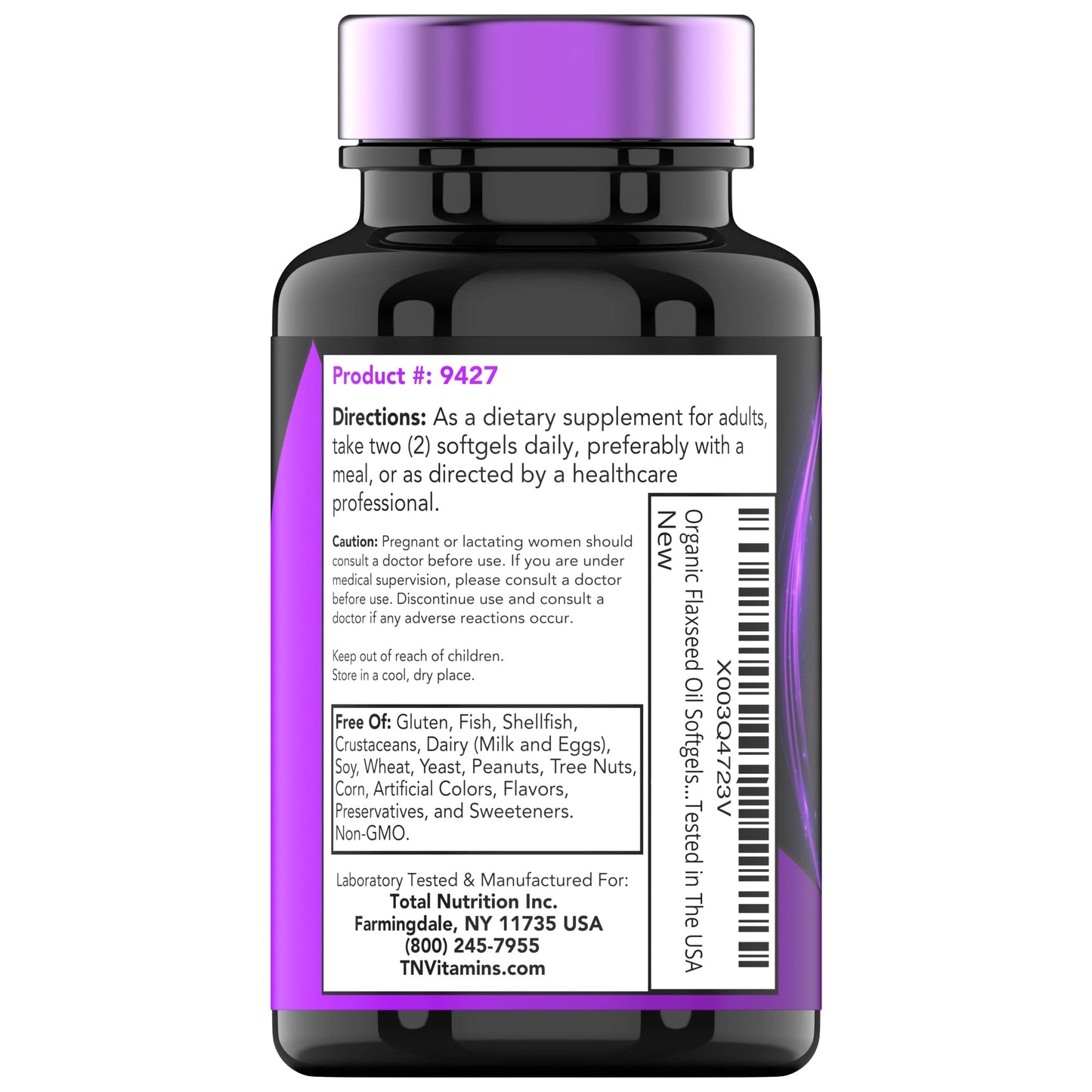 tnvitamins Organic Flaxseed Oil Softgels 2000 mg | 90 Softgels | Non-GMO