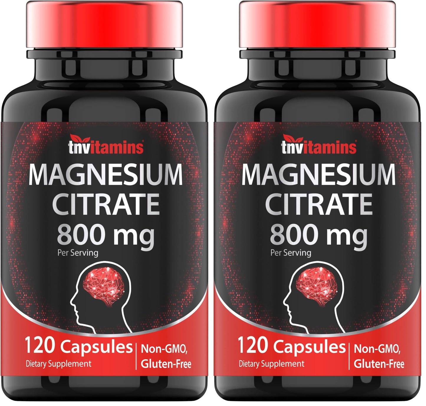 TNVitamins Magnesium Citrate 800mg - 240 Capsules (Pack of 2) | 2-Month Supply | Made in USA