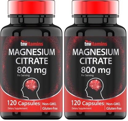 TNVitamins Magnesium Citrate 800mg - 240 Capsules (Pack of 2) | 2-Month Supply | Made in USA