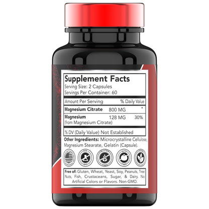 TNVitamins Magnesium Citrate 800mg - 240 Capsules (Pack of 2) | 2-Month Supply | Made in USA