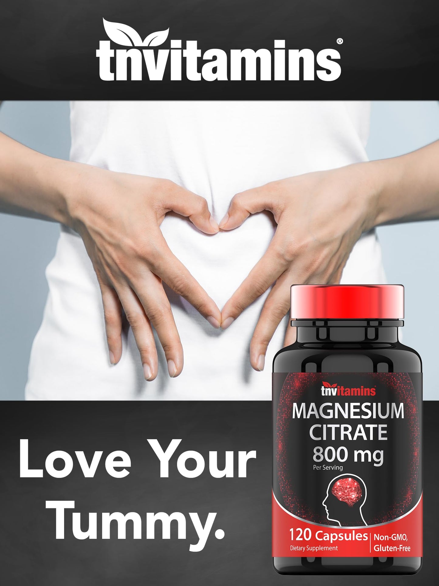 TNVitamins Magnesium Citrate 800mg - 240 Capsules (Pack of 2) | 2-Month Supply | Made in USA