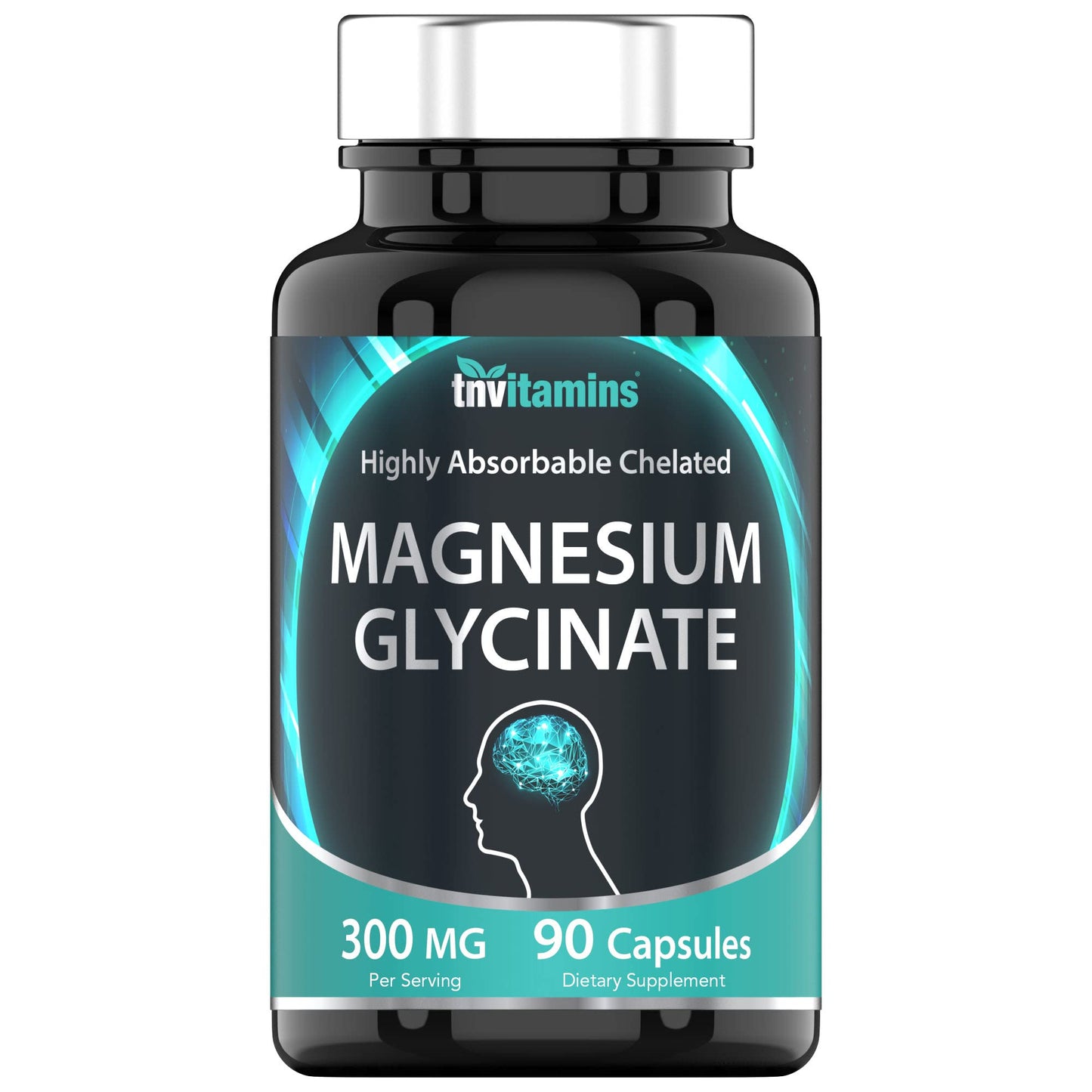 TNVitamins Magnesium Glycinate Capsules – 300 mg Magnesium, 90 Count | Chelated Magnesium Bisglycinate for Sleep & Calm