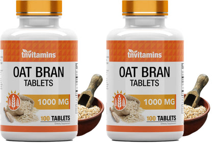 tnvitamins Oat Bran Tablets – 100 Tablets x 1,000 mg | Oat Fiber Supplement for Digestive Health | High Potency Formula (Pack of 2)