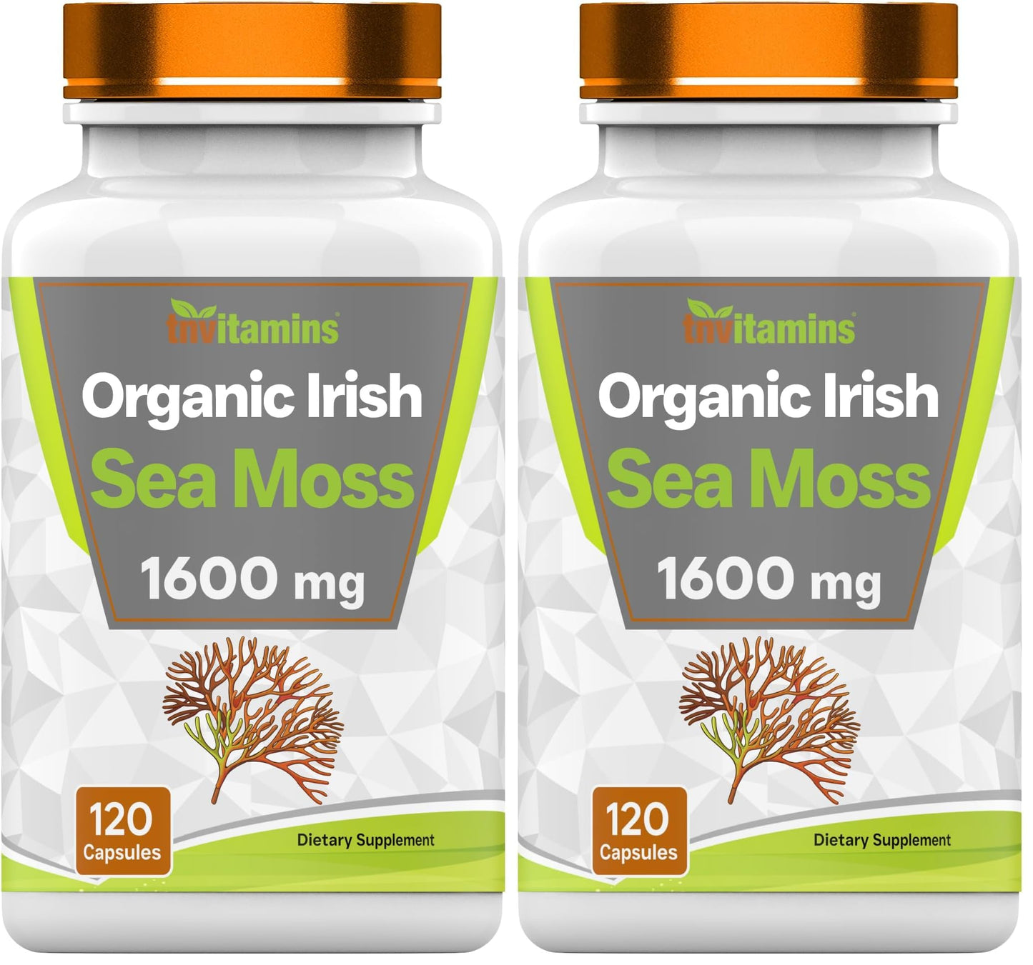 TNVitamins Organic Irish Sea Moss 1600mg – 120 Capsules, 2-Month Supply, Non-GMO, Made in USA