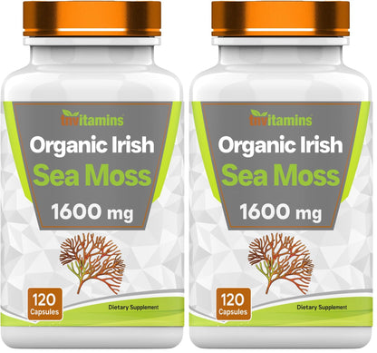TNVitamins Organic Irish Sea Moss 1600mg – 120 Capsules, 2-Month Supply, Non-GMO, Made in USA