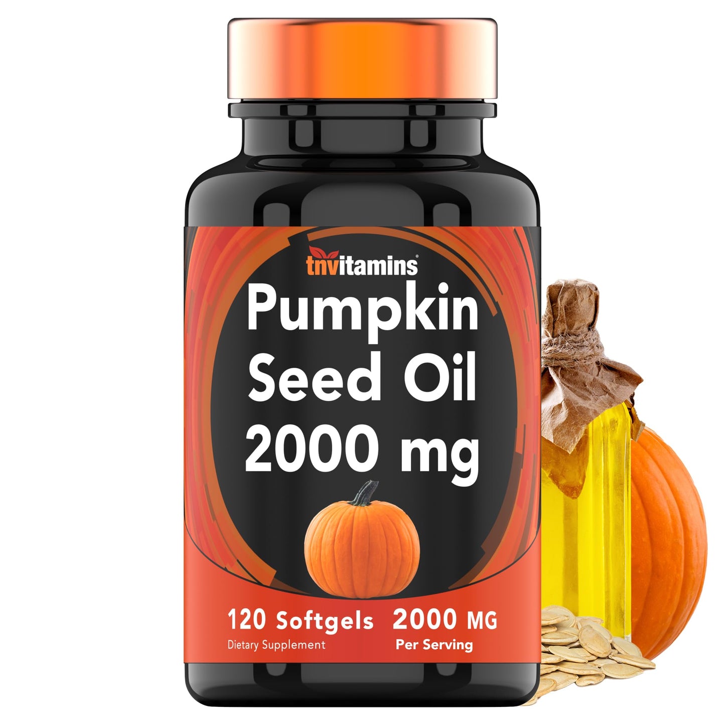 tnvitamins Pumpkin Seed Oil 2000 mg - 120 Softgels | Hair Growth & Bladder Support