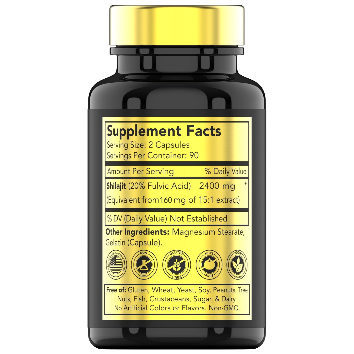 tnvitamins Shilajit Capsules 2400 MG – 180 Caps | Pure Himalayan Shilajit Resin | Non-GMO