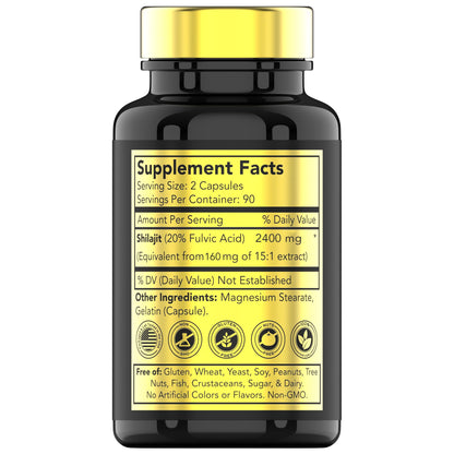 tnvitamins Shilajit Capsules 2400 MG – 180 Caps | Pure Himalayan Shilajit Resin | Non-GMO