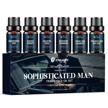 Men Essential Oils Set - Top 6 Gentlemen's Fragrance Oils for Diffuser, Candle & Soap Making