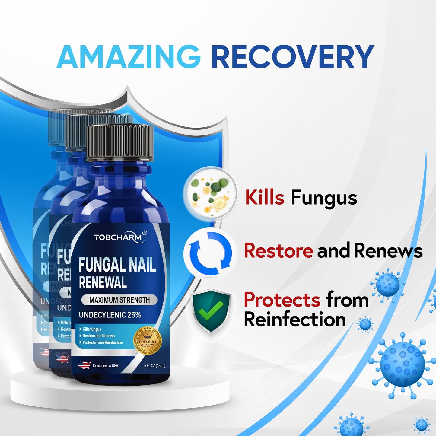 Tobcharm Toenail Fungus Treatment Extra Strength – Tea Tree Oil & 25% Undecylenic