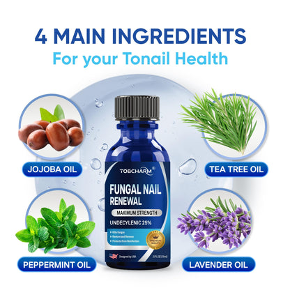 Tobcharm Toenail Fungus Treatment Extra Strength – Tea Tree Oil & 25% Undecylenic