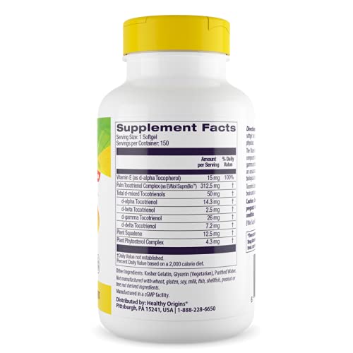 Healthy Origins Tocomin SupraBio Tocotrienols 50 mg — Full Spectrum Vitamin E, 150 Softgels