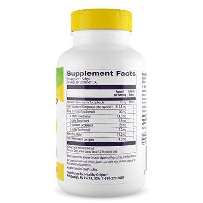 Healthy Origins Tocomin SupraBio Tocotrienols 50 mg — Full Spectrum Vitamin E, 150 Softgels